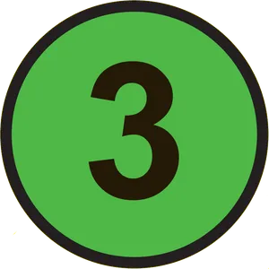 Green Circle Number3 PNG Image