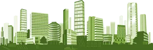 Green City Skyline Illustration PNG