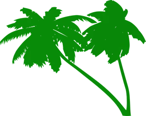 Green Coconut Trees Silhouette PNG Image