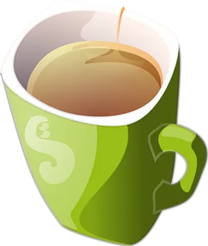 Green Coffee Mug Vector PNG Image