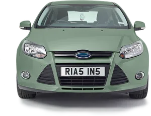 Green Compact Car Front View PNG Image