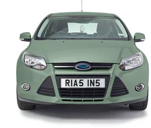 Green_ Compact_ Car_ Front_ View.png PNG Image