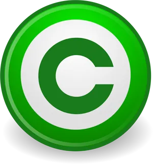 Green Copyright Symbol Button PNG Image