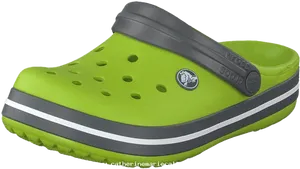 Green Crocs Clog Side View PNG Image