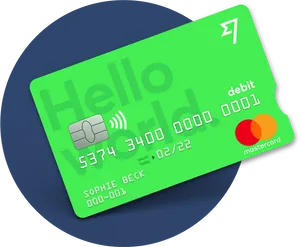 Green Debit Card Mockup PNG Image