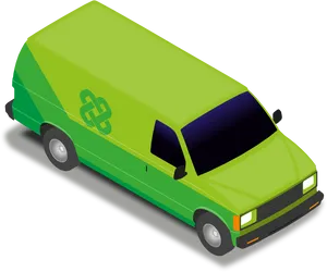 Green Delivery Van Isometric View PNG Image