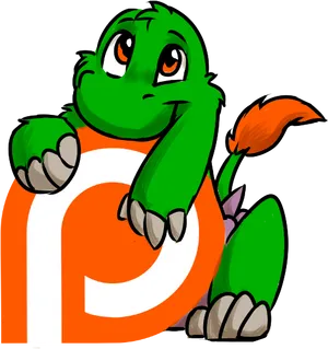 Green Dinosaur Orange Letter PNG Image