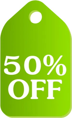 Green Discount Tag50 Percent Off PNG Image