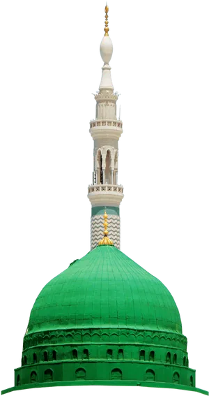 Green_ Dome_with_ Minaret_ Nighttime PNG Image