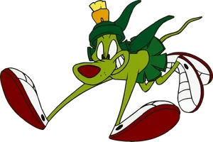 Green Duck Running Looney Tunes PNG Image