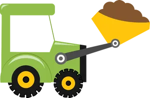 Green Dump Truck Cartoon PNG Image