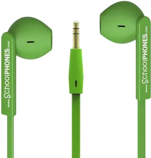 Green Earphoneswith Plug PNG Image