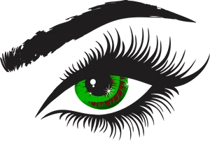 Green Eye Black Lashes Graphic PNG Image