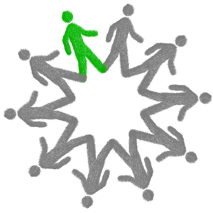 Green Figure Leading Circle PNG Image