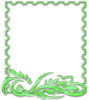 Green Floral Decorative Border PNG Image