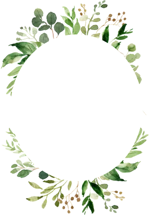 Green Foliage Circle Frameon Black Background PNG Image