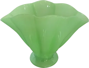 Green Glass Vase Fluted Design PNG Image