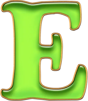 Green Glossy Letter E PNG Image