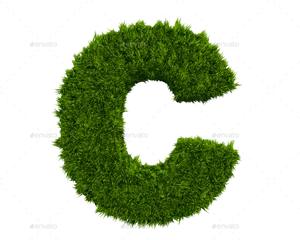 Green Grass Letter C3 D PNG Image