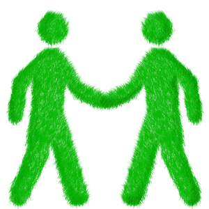 Green Grass People Holding Hands PNG Image