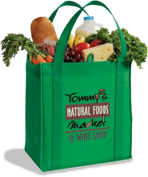 Green Grocery Bag Fullof Fresh Food Items PNG Image