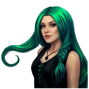 Green Hair Witchcraft Png 06282024 PNG Image