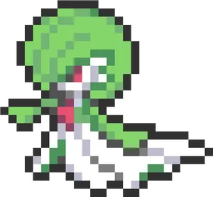 Green Haired Pixel Art Character PNG Image