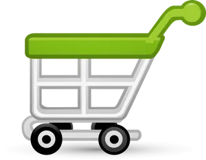 Green Handled Shopping Cart Icon PNG Image