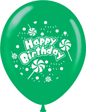 Green Happy Birthday Balloon PNG Image