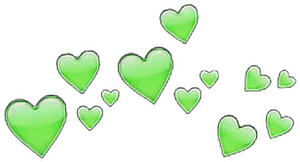 Green Heart Crown Graphic PNG Image