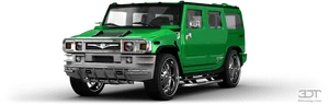 Green Hummer S U V Profile View PNG Image