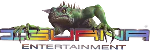 Green Iguana Over Colorful Logo PNG Image