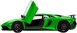 Green Lamborghini Aventador S V J Side View PNG Image