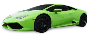 Green Lamborghini Huracan Side View PNG Image