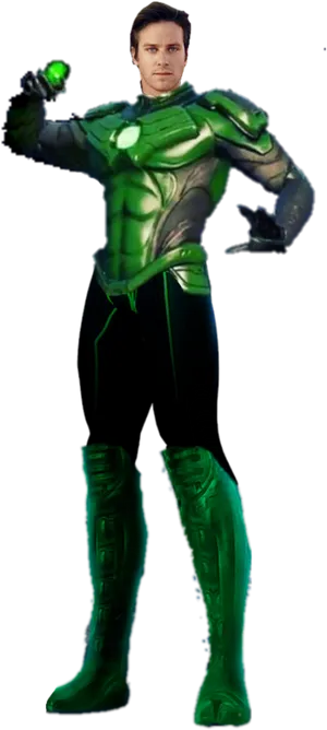 Green Lantern Hero Pose PNG Image