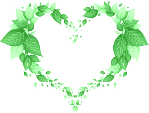 Green Leaf Heart Border Design PNG Image