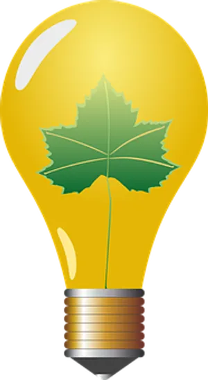 Green Leaf In Lightbulb Illustration PNG Image