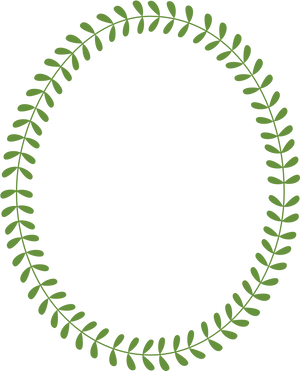 Green Leaf Oval Frame PNG Image