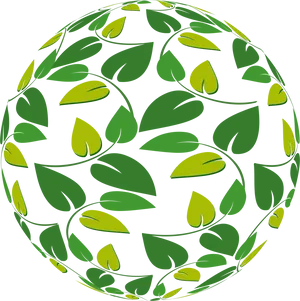 Green Leaf Sphere Pattern PNG Image