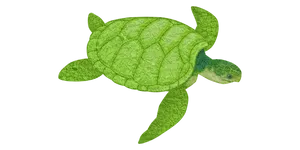 Green Leaf Texture Sea Turtle PNG Image