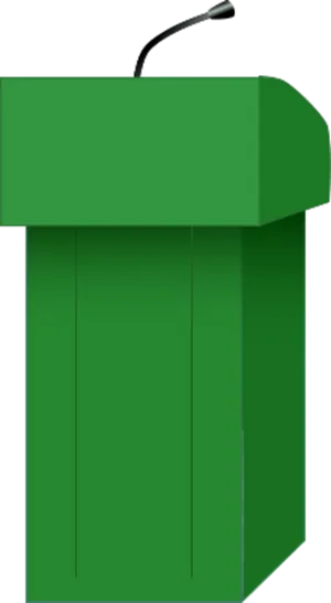 Green Lecternwith Microphone PNG Image