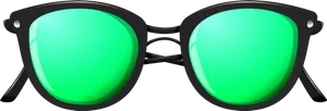 Green Lens Sunglasses Vector PNG Image