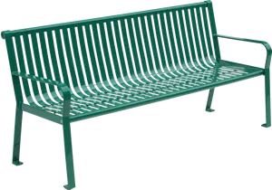 Green Metal Park Bench Outdoor Furniture PNG Image