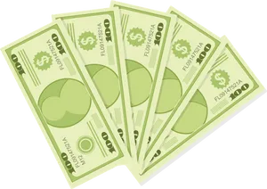 Green Monopoly Style100 Dollar Bills PNG Image