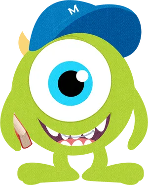 Green Monster Cap Pencil PNG Image