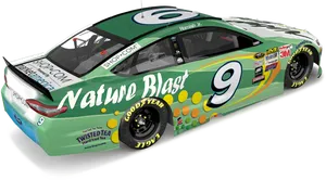 Green Nature Blast Race Car Number9 PNG Image