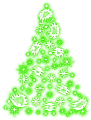 Green Neon Christmas Tree Illustration PNG Image