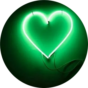 Green Neon Heart Light PNG Image