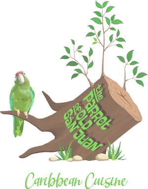 Green Parrot Caribbean Cuisine Logo PNG Image