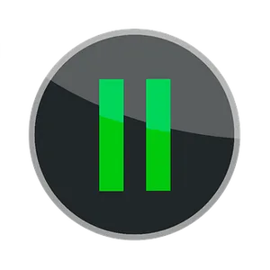 Green Pause Iconon Black Background PNG Image